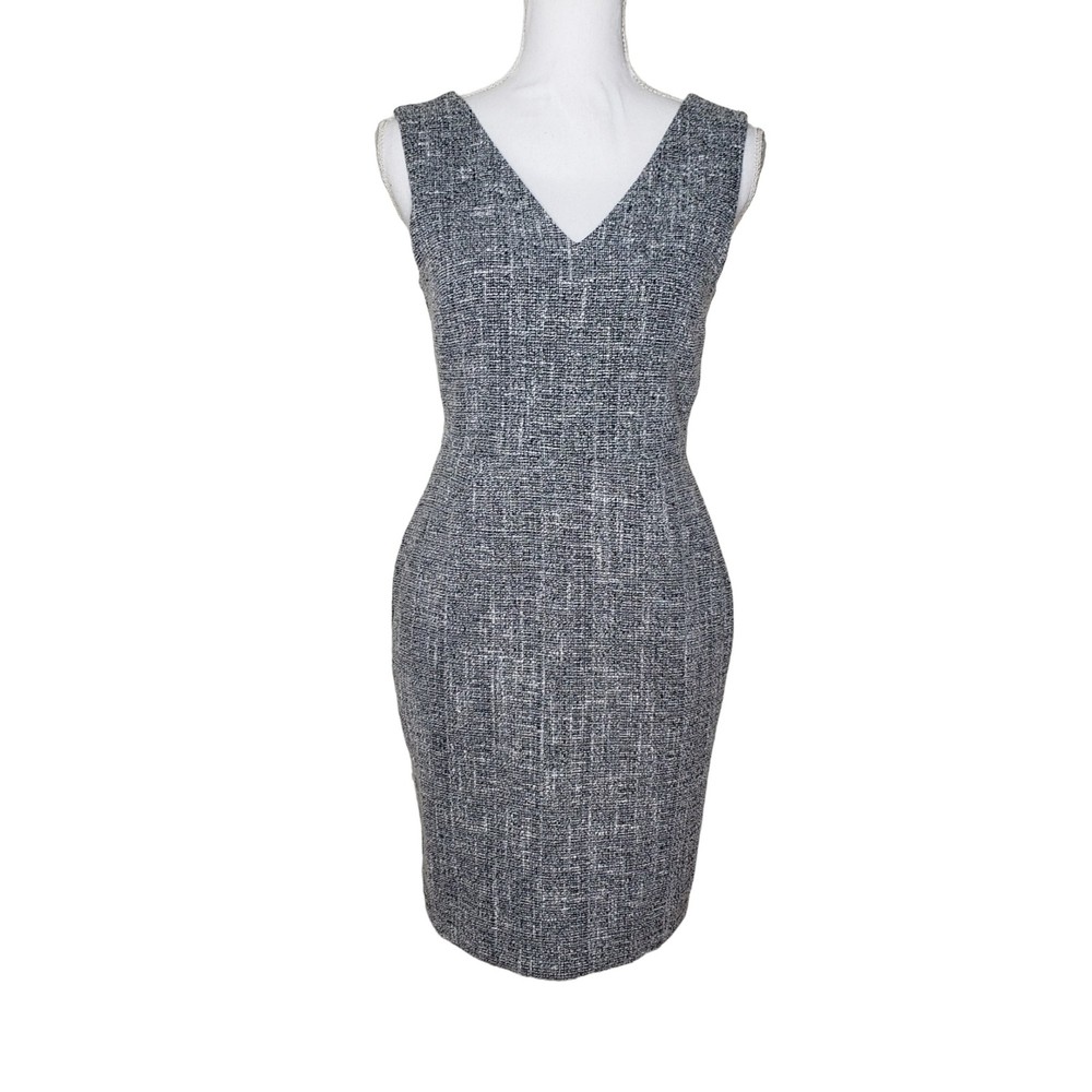 Banana Republic Sleeveless V-Neck Lined Tweed Sheath Petite Womens Dress Size 4P